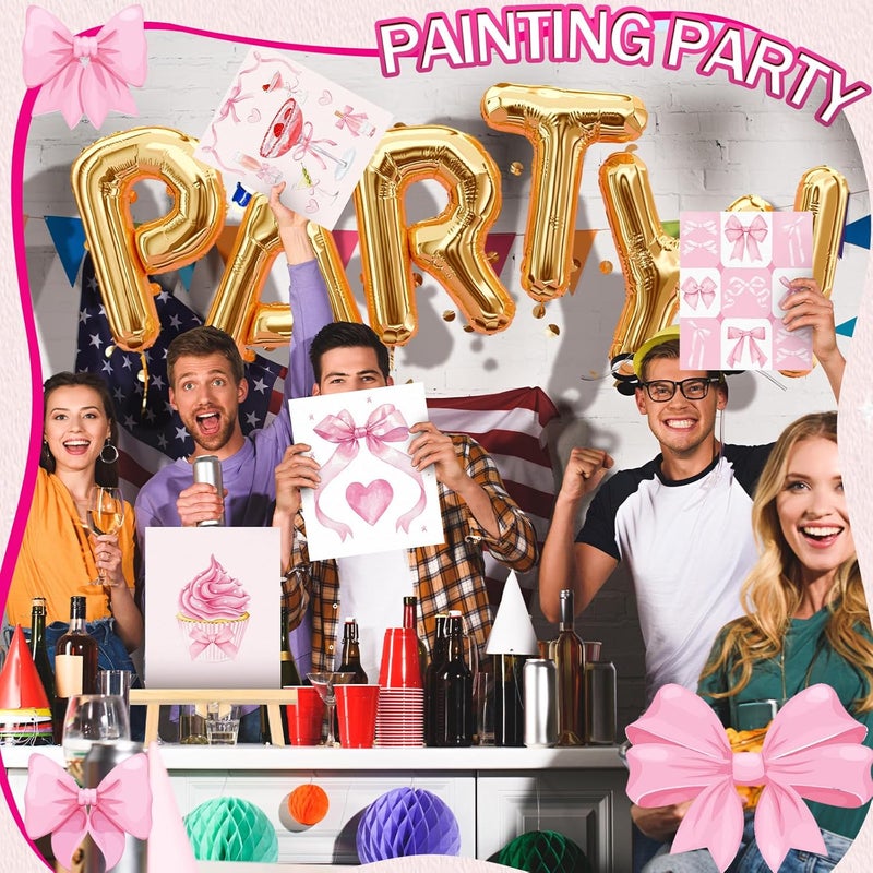 Affrolling 12 Pcs Pre Drawn Canvas for Painting for Adults 8 x 8 Inch Canvas Painting Kits Stretched with Drawing Ready to Paint Beginner Artists Date Night Party Supplies (Coquette) - Image 4